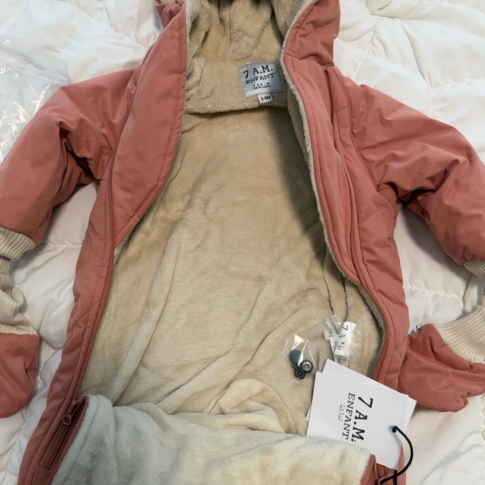 7am enfant Benji snowsuit dawn rose 3-6 months - Picture 3 of 6